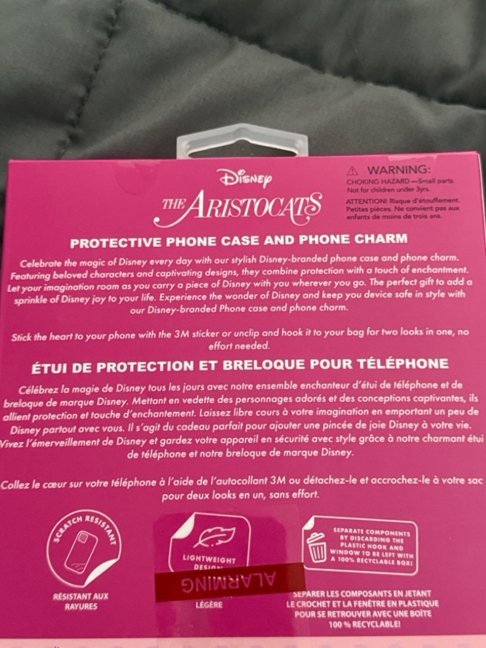 Disney The Aristocats Pink/White Phone Case and Charm Set - Picture 3 of 4